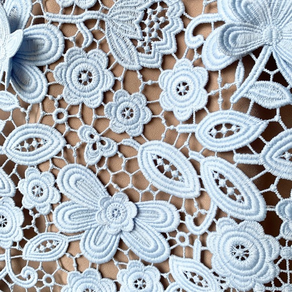 ❌SOLD❌ SELF-PORTRAIT Pale Blue Floral Guipure Lace Long Sleeve Dress - Picture 7 of 10